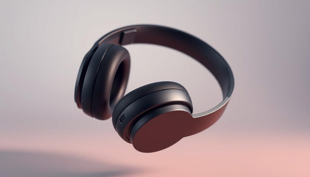 A pair of sleek, modern wireless Bluetooth headphones levitating against a soft, ethereal backdrop. The headphones are rendered in intricate detail, with a smooth matte finish and subtle metallic accents. Soft, diffused lighting illuminates the scene, creating a sense of elegance and sophistication. The headphones appear to be suspended in midair, conveying a sense of freedom and untethered mobility. The background is a serene, gradient-based environment, subtly hinting at the wireless nature of the product. The overall composition is balanced and visually striking, showcasing the beauty and functionality of these wireless audio accessories.